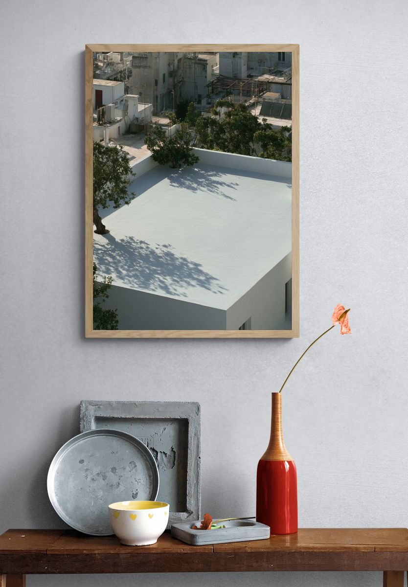 Rooftop Courtyard Architecture Print. — room view 3