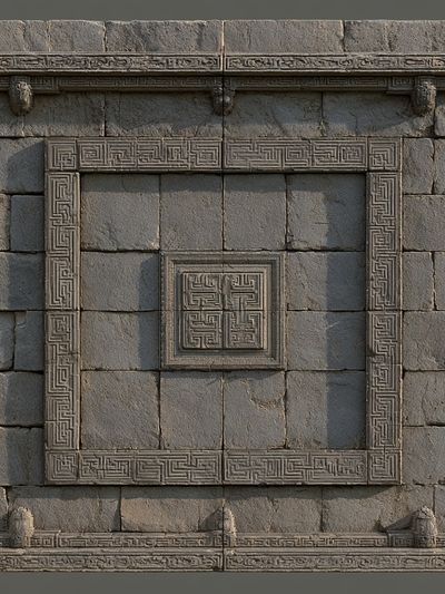 Ancient Stone Relief Architecture Print.
