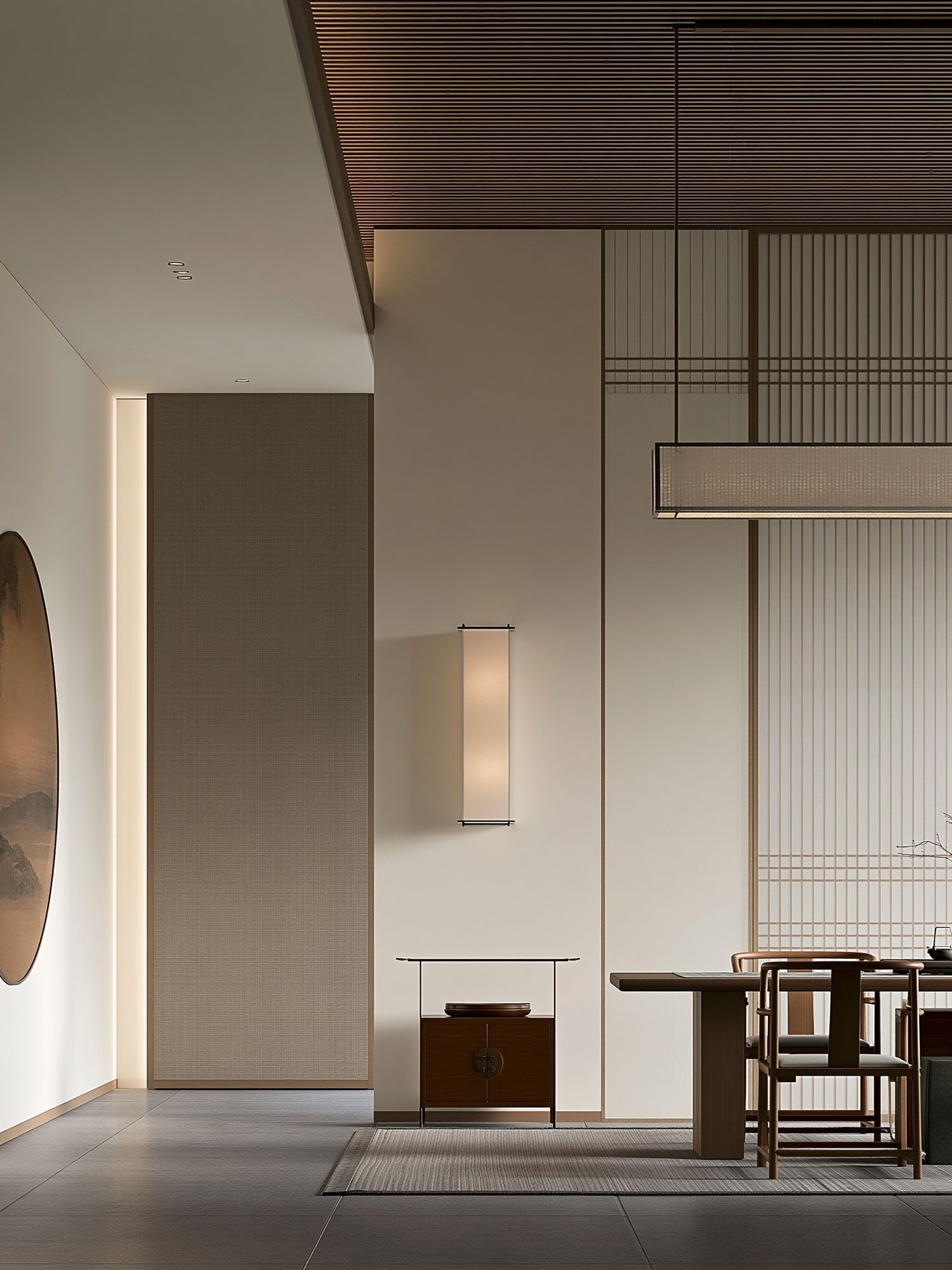 Japandi Dining Room Interior Print. poster detail
