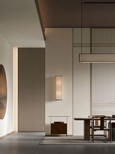 Japandi Dining Room Interior Print.