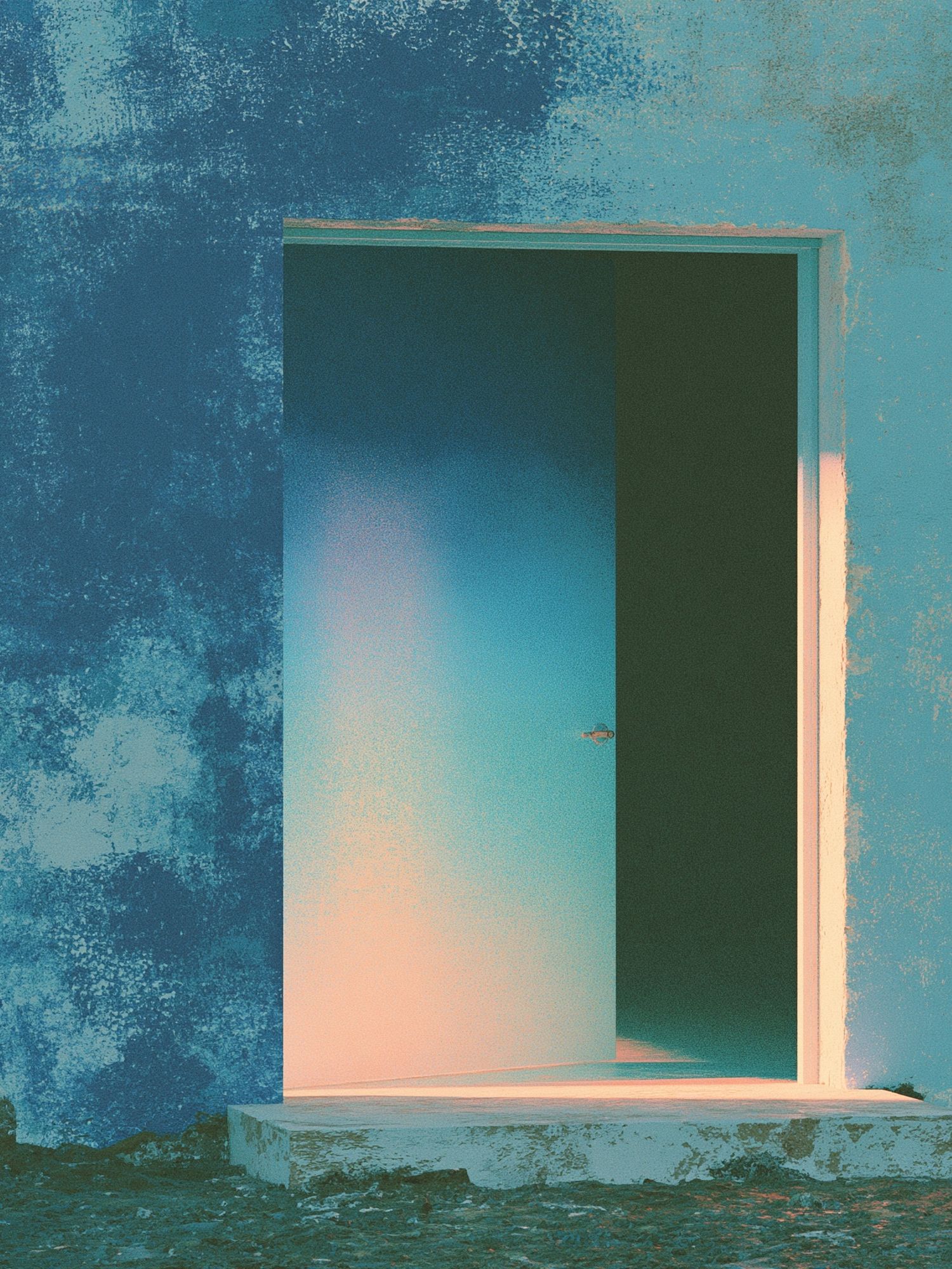Blue Doorway Abstract Poster. poster detail