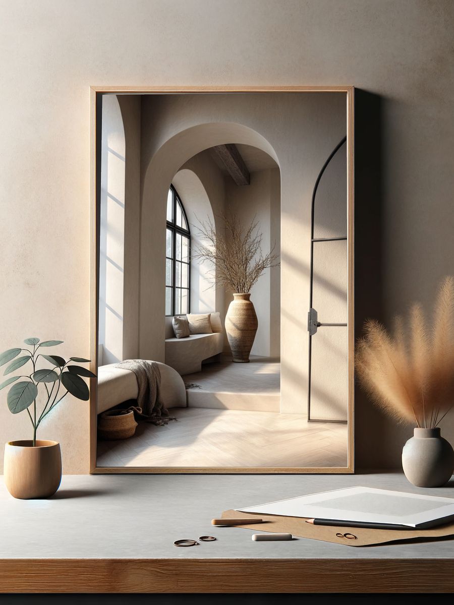 Neutral Arched Interior Japandi Print. — room view 2
