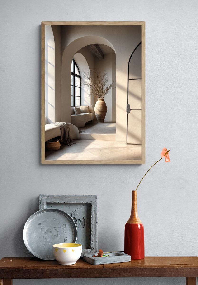 Neutral Arched Interior Japandi Print. — room view 3