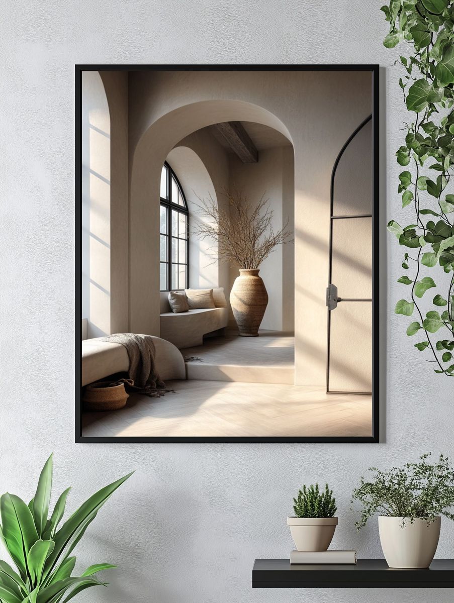 Neutral Arched Interior Japandi Print. — room view 4