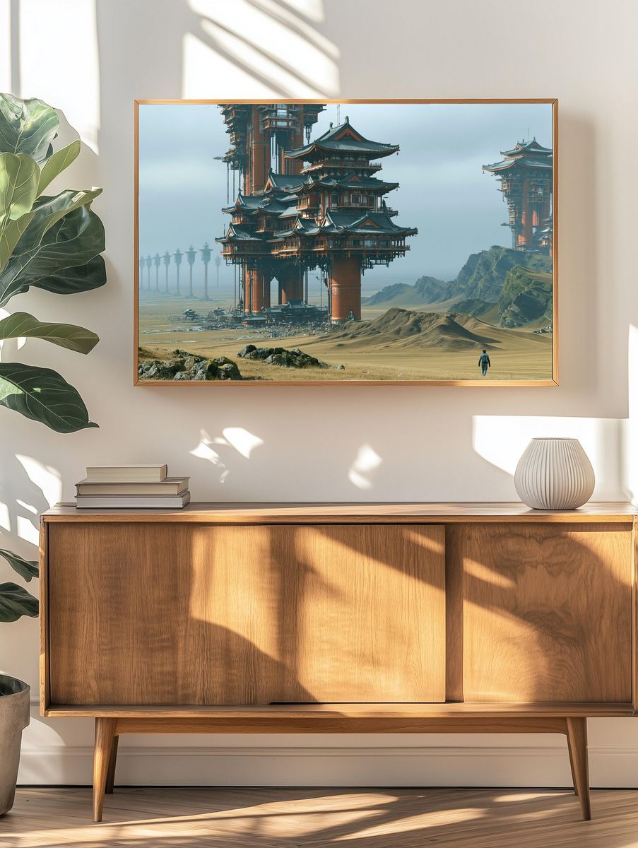 Floating Temple Landscape Print. — room view 3