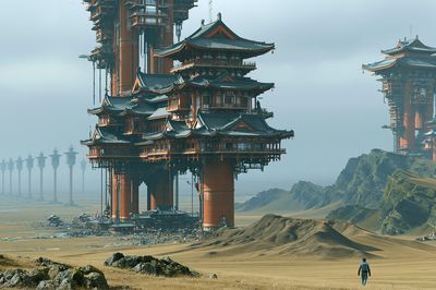 Floating Temple Landscape Print. poster print