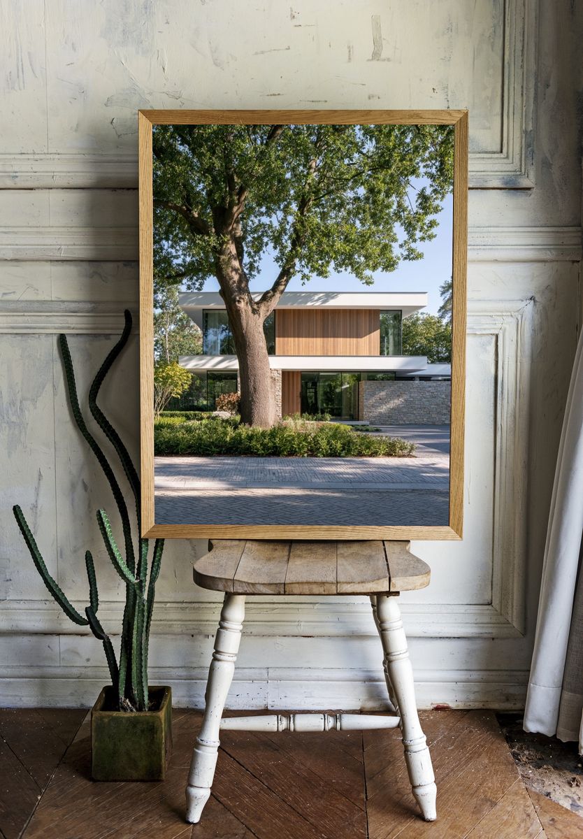 Modern House in Trees Photography Poster. — room view 1