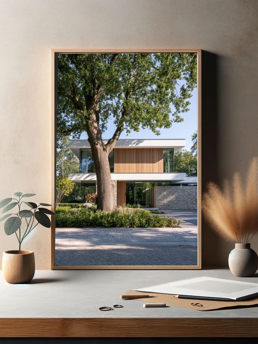 Modern House in Trees Photography Poster. — room view 2