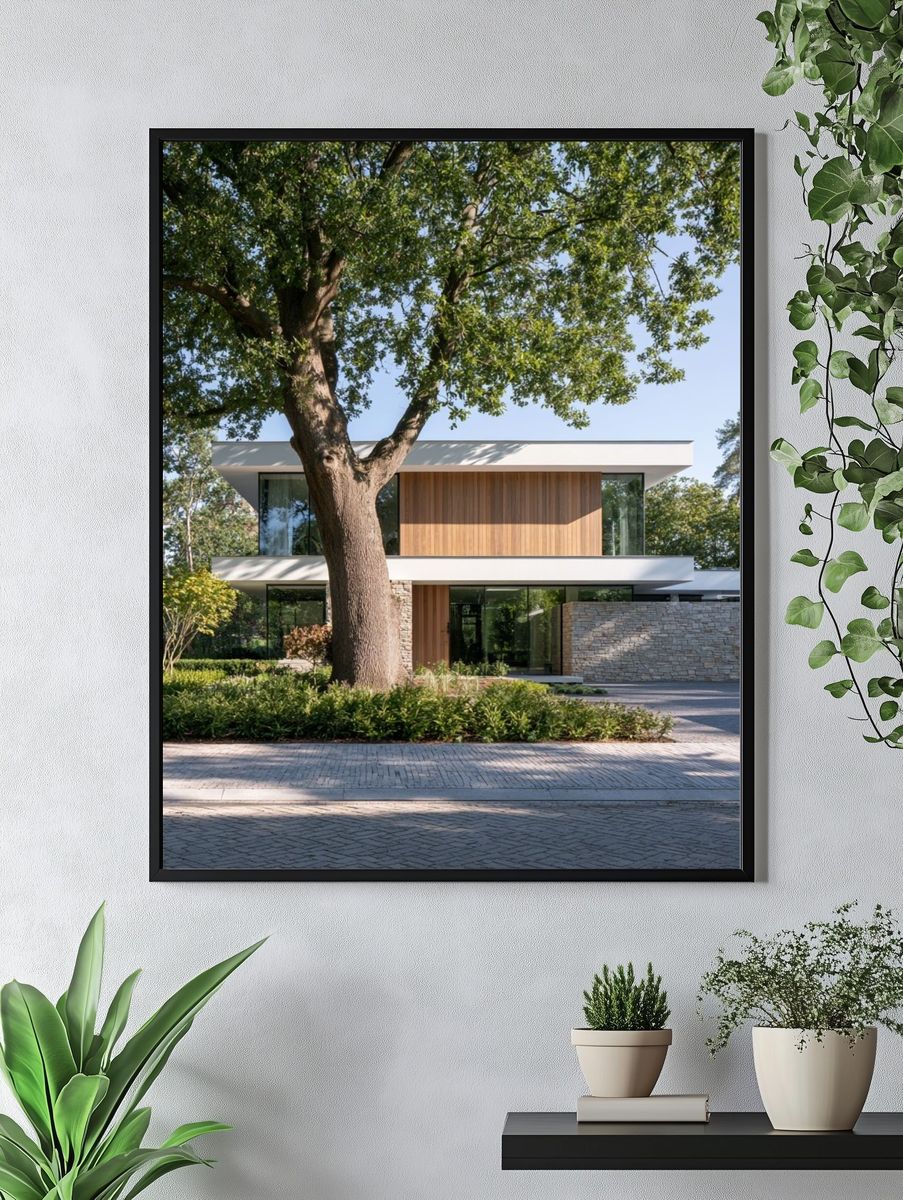 Modern House in Trees Photography Poster. — room view 4