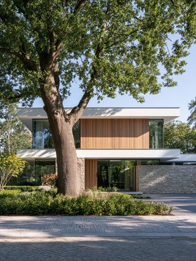 Modern House in Trees Photography Poster.