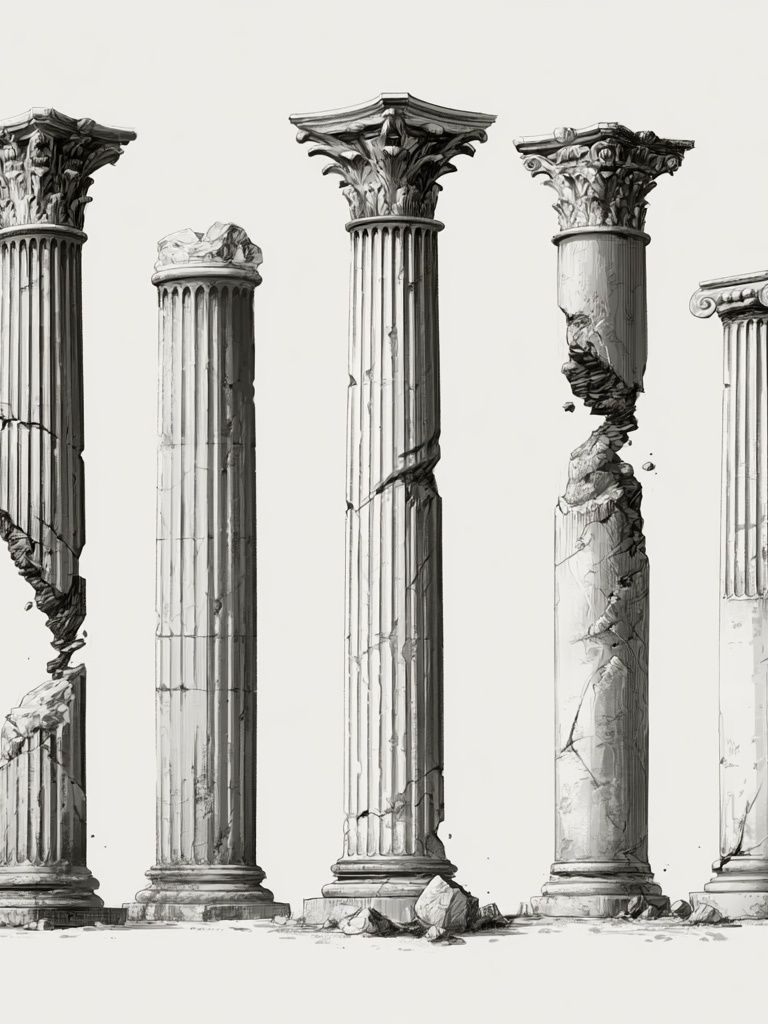 Broken Classical Columns Print. poster — architecture art