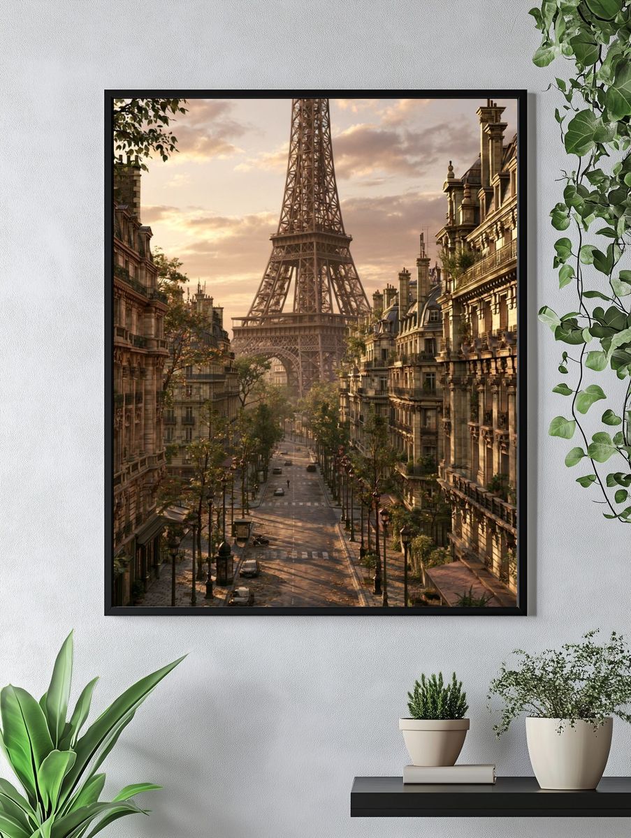 Eiffel Tower Paris Sunset Print. — room view 4