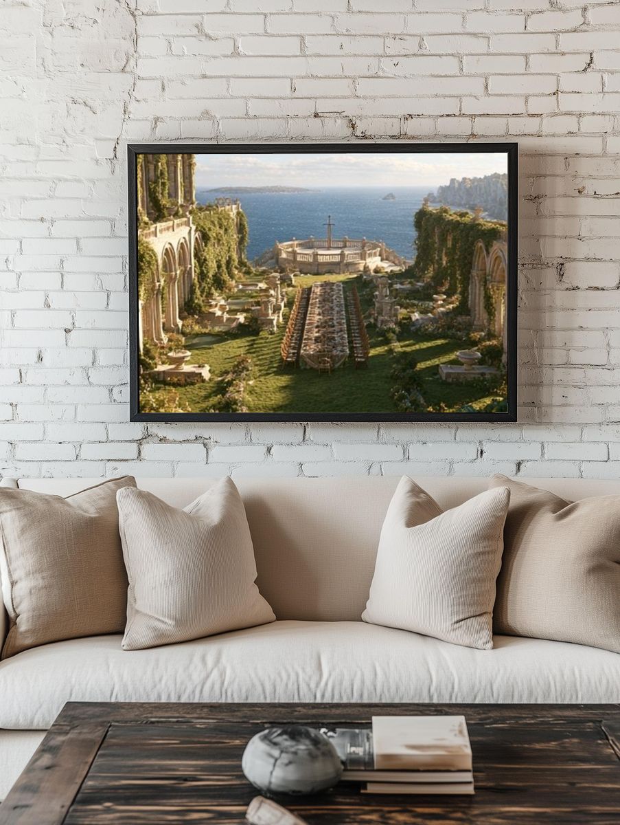 Seaside Ruins Landscape Poster. — room view 1