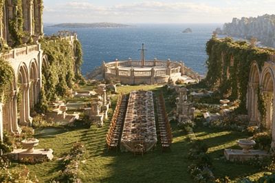 Seaside Ruins Landscape Poster.