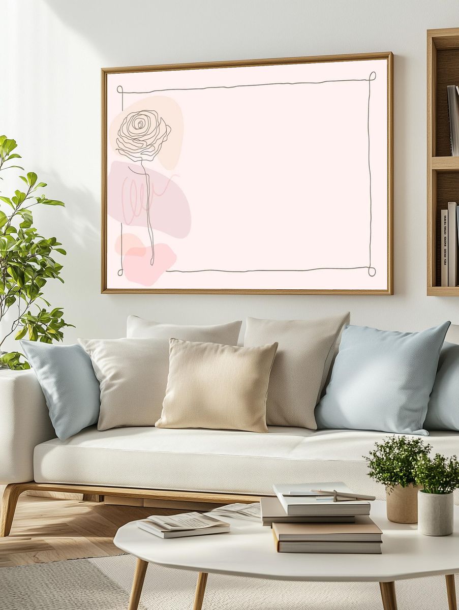 Pink flower frame background feminine. — room view 2