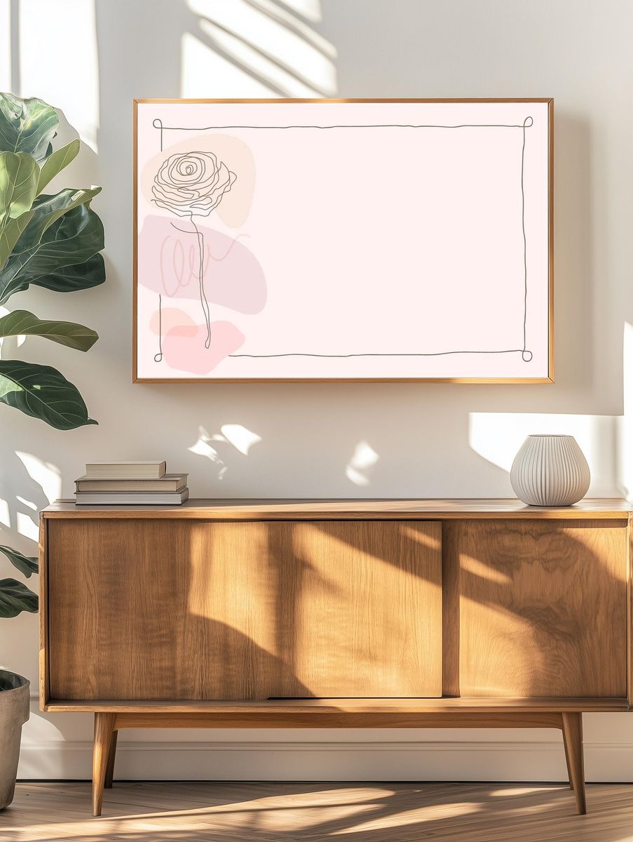 Pink flower frame background feminine. — room view 3