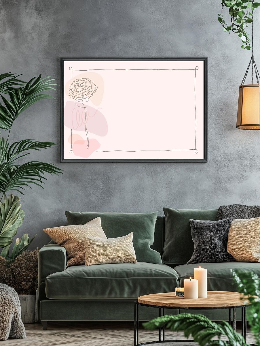 Pink flower frame background feminine. — room view 4
