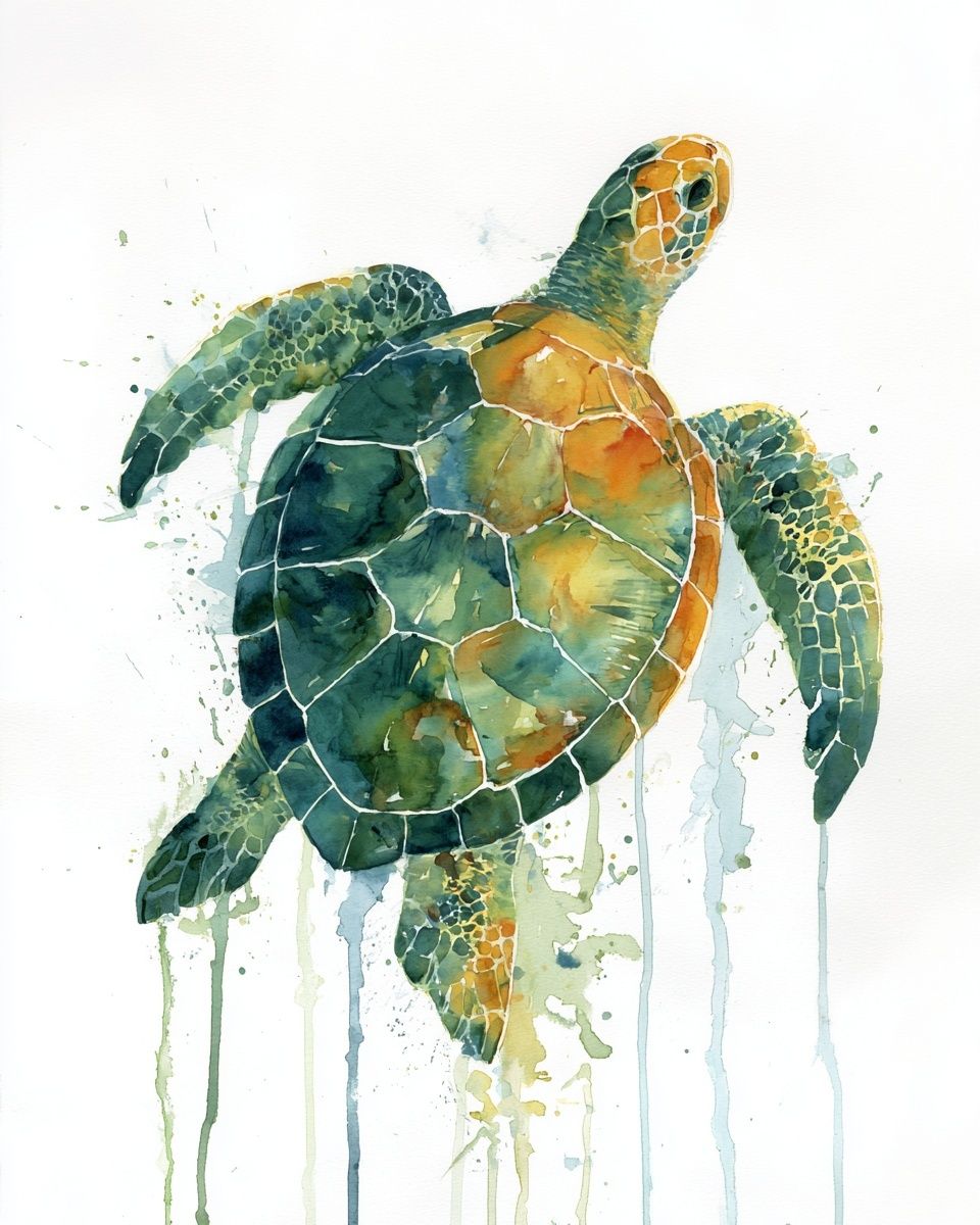 Sea Turtle Watercolor Poster. poster detail