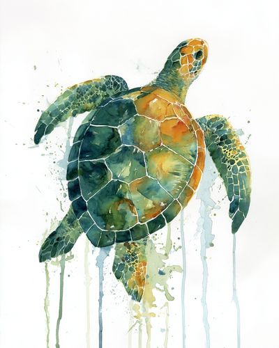 Sea Turtle Watercolor Poster. poster print