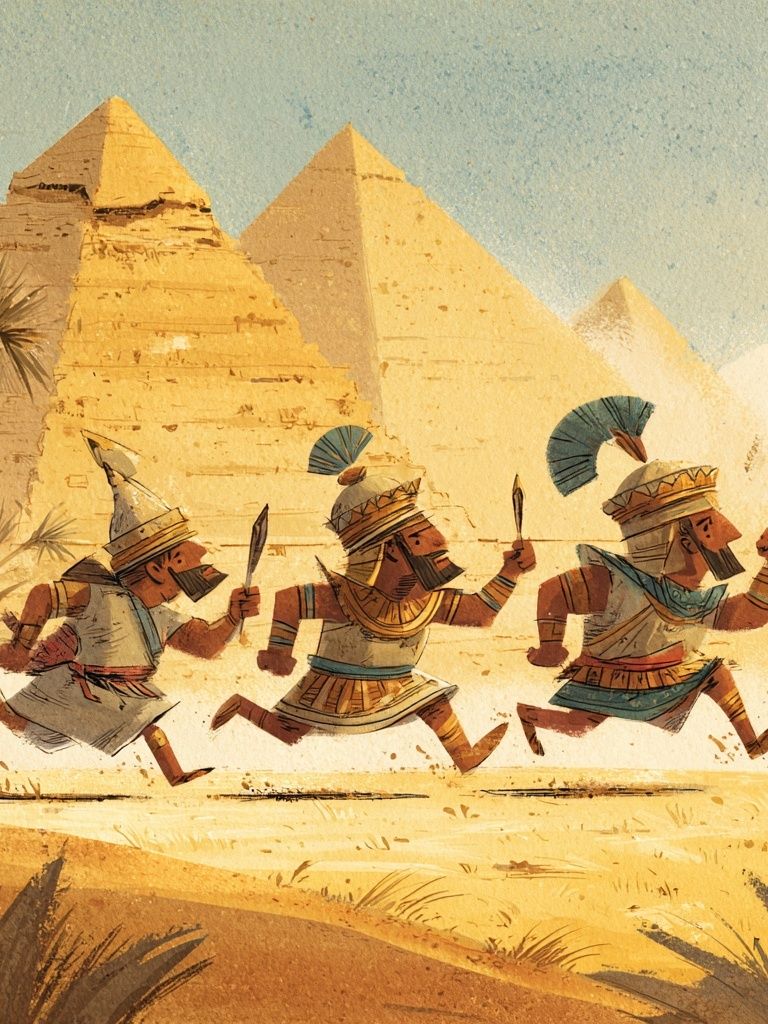 Ancient Warriors Running — Illustration Print. poster — illustration art