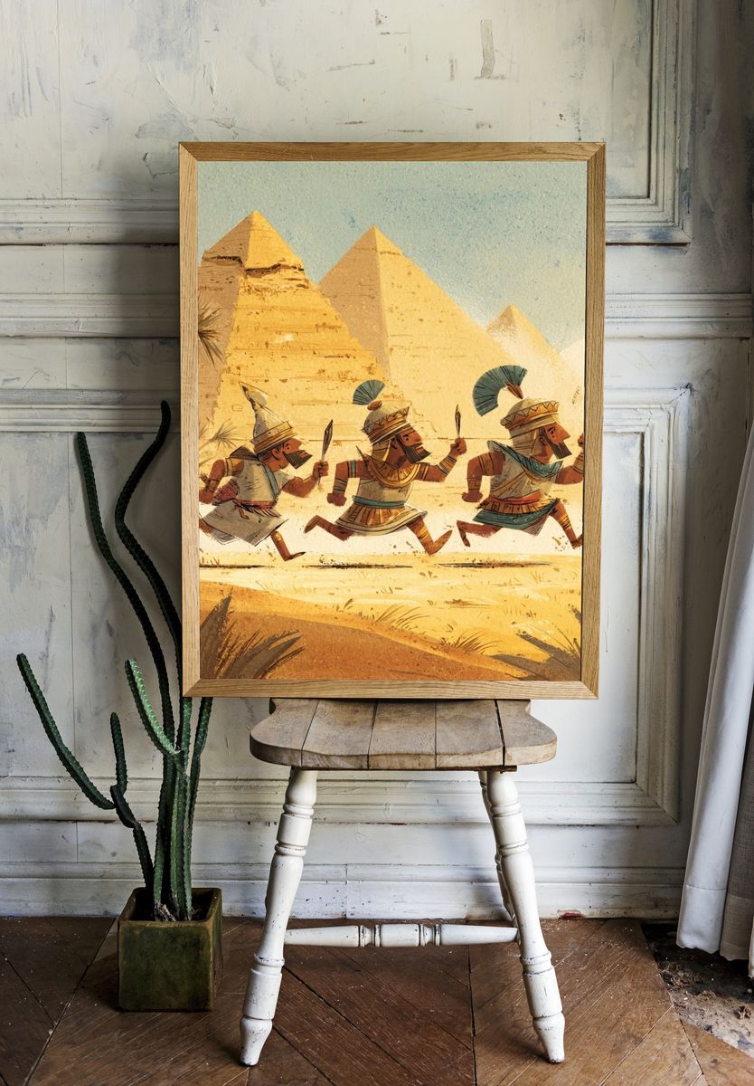 Ancient Warriors Running — Illustration Print. — room view 1