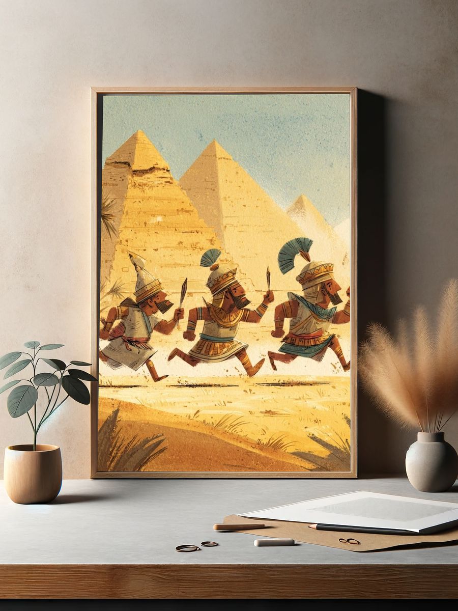 Ancient Warriors Running — Illustration Print. — room view 2