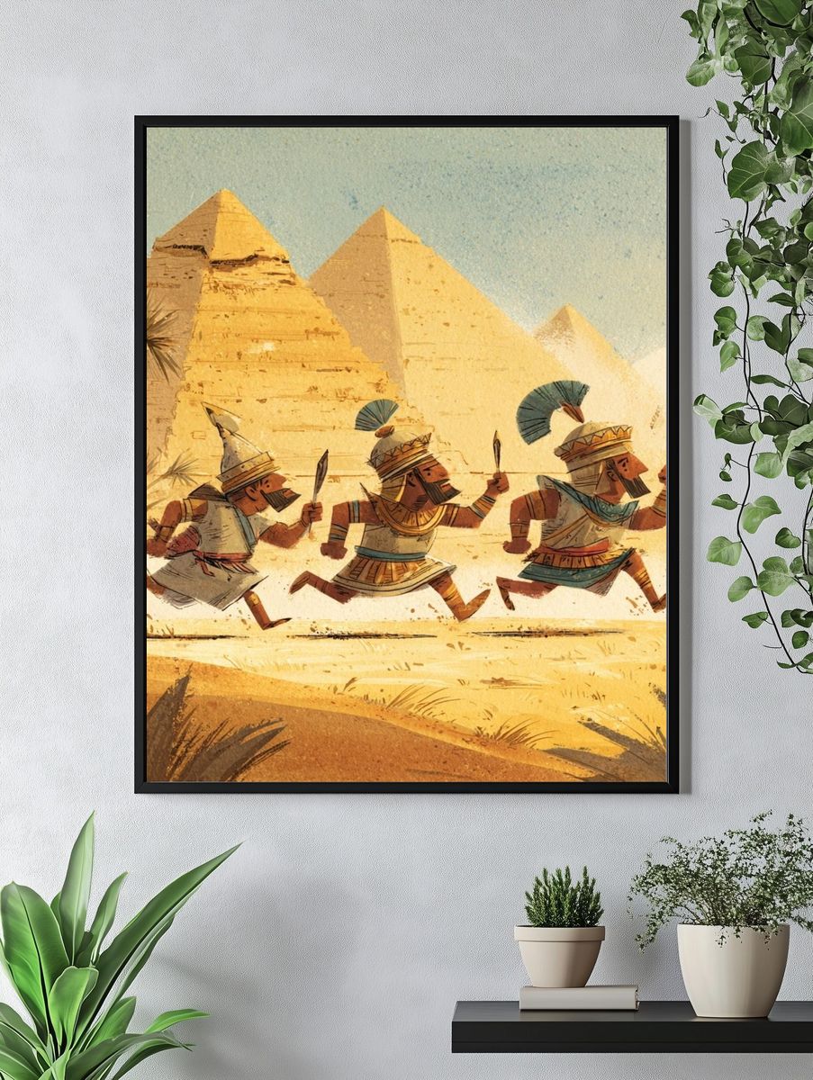 Ancient Warriors Running — Illustration Print. — room view 4