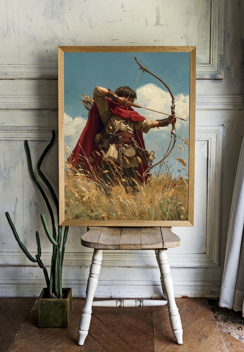 Archer in the Field — Fantasy Art Print. — room view 1