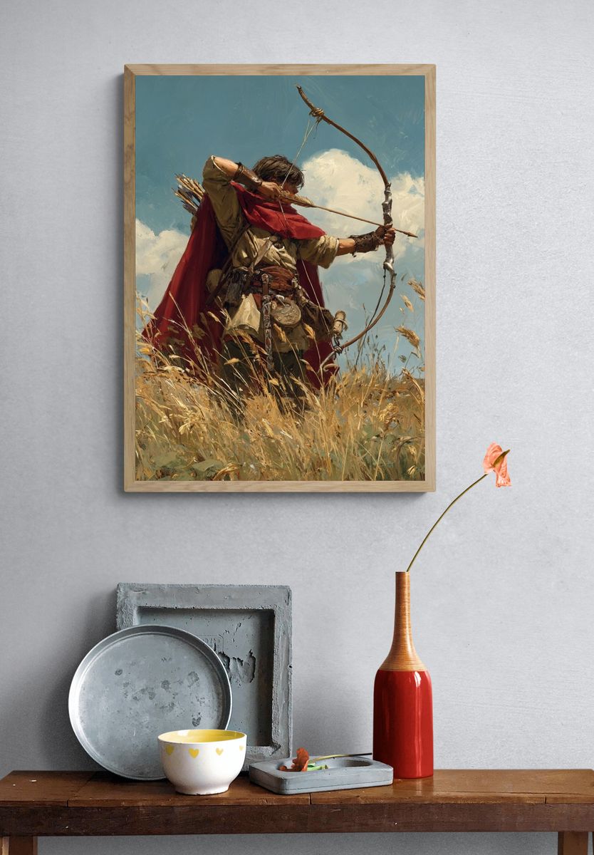 Archer in the Field — Fantasy Art Print. — room view 3
