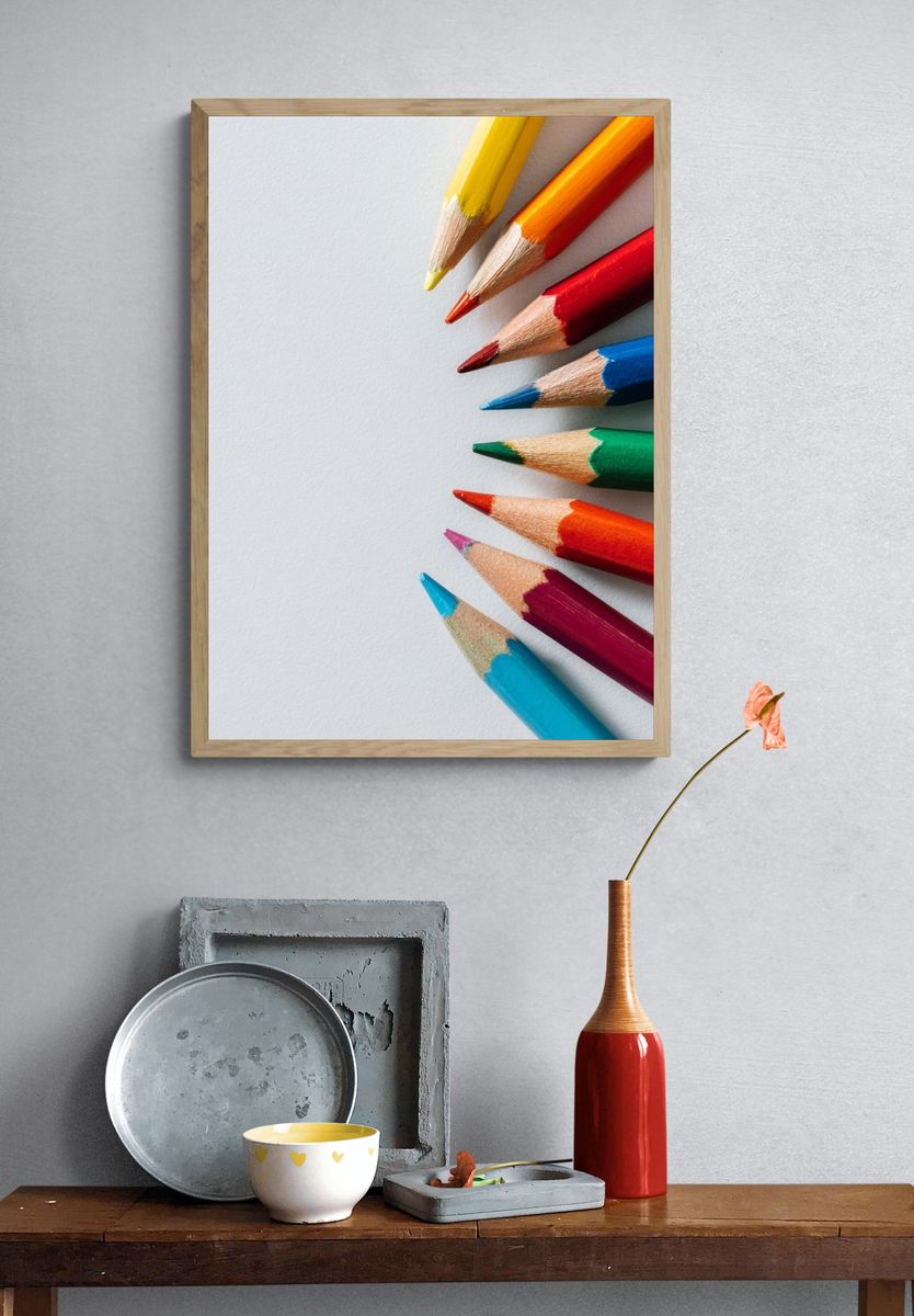 Colorful Pencils — Illustration Print. — room view 3