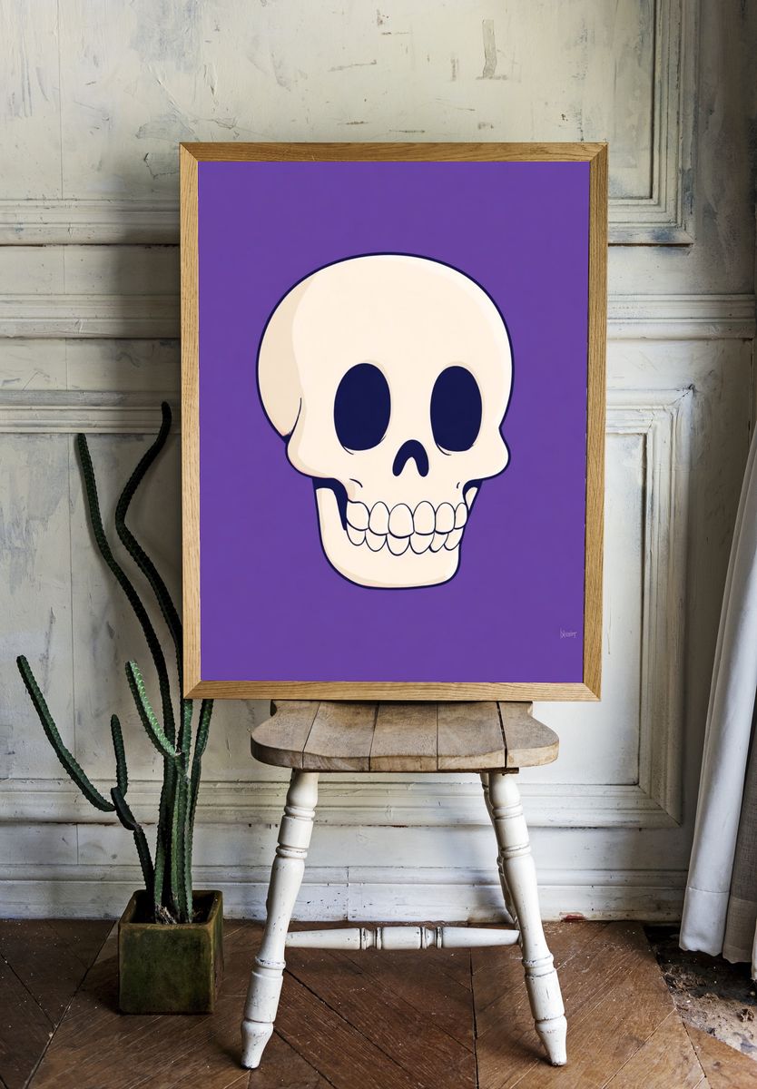 Cartoon Skull — Illustration Print. — room view 1