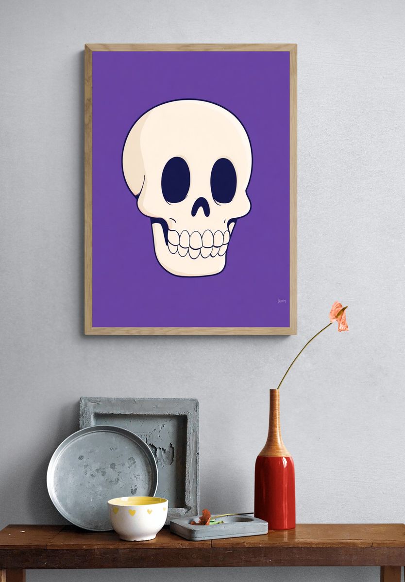 Cartoon Skull — Illustration Print. — room view 3