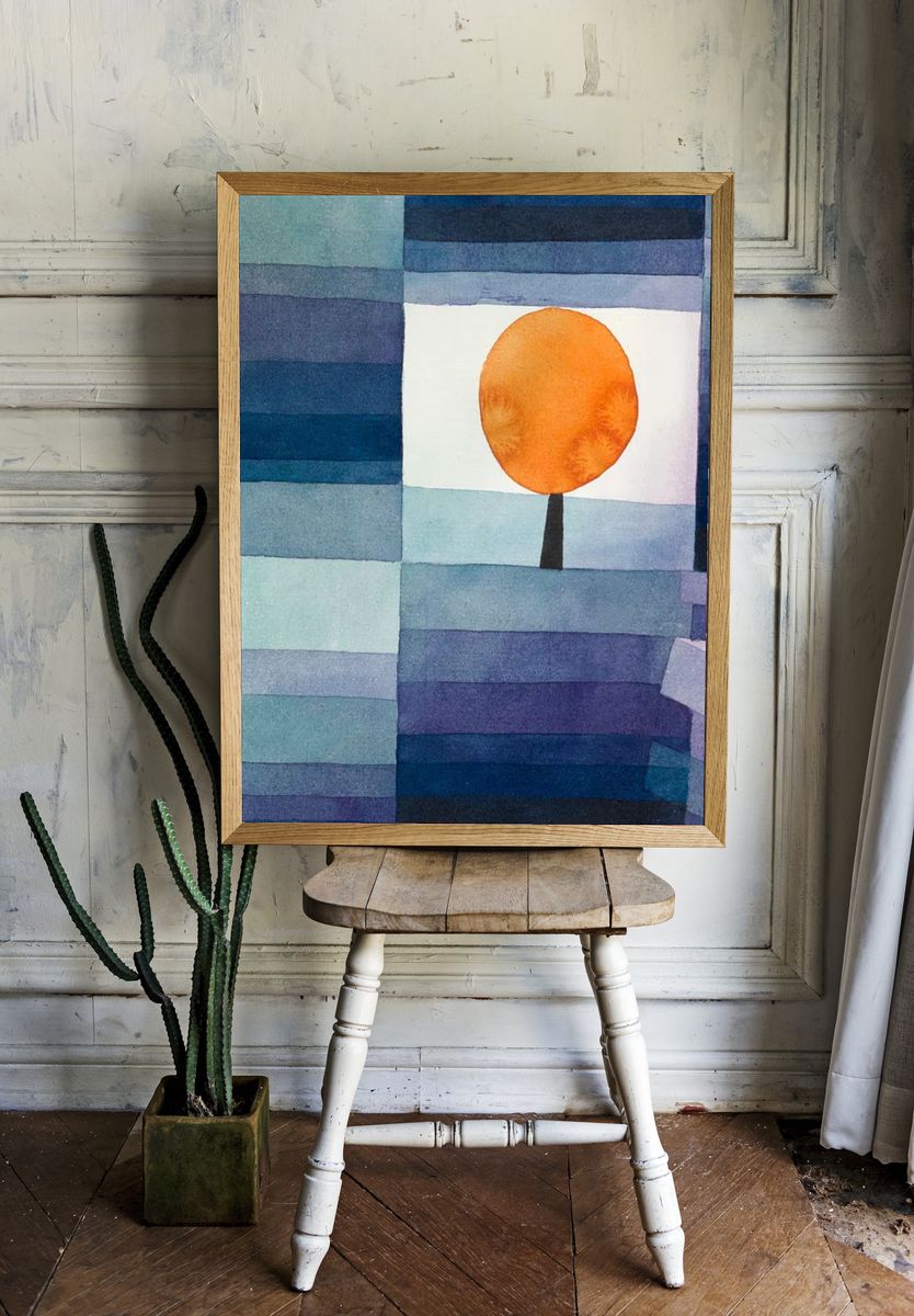 Abstract Tree and Sun — Watercolor Print. — room view 1