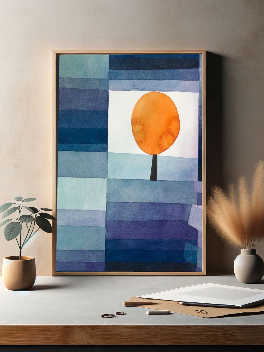 Abstract Tree and Sun — Watercolor Print. — room view 2