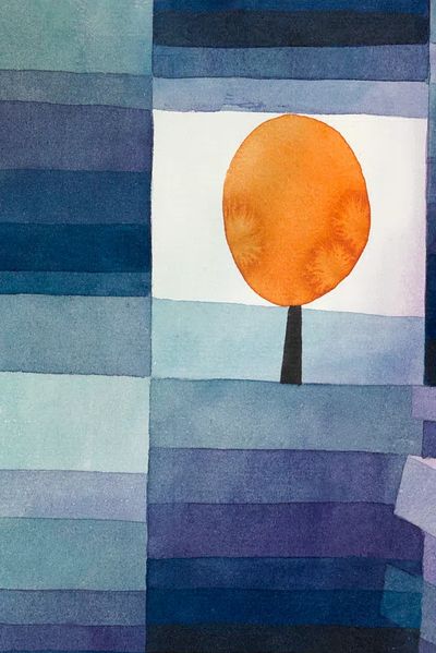 Abstract Tree and Sun — Watercolor Print. poster