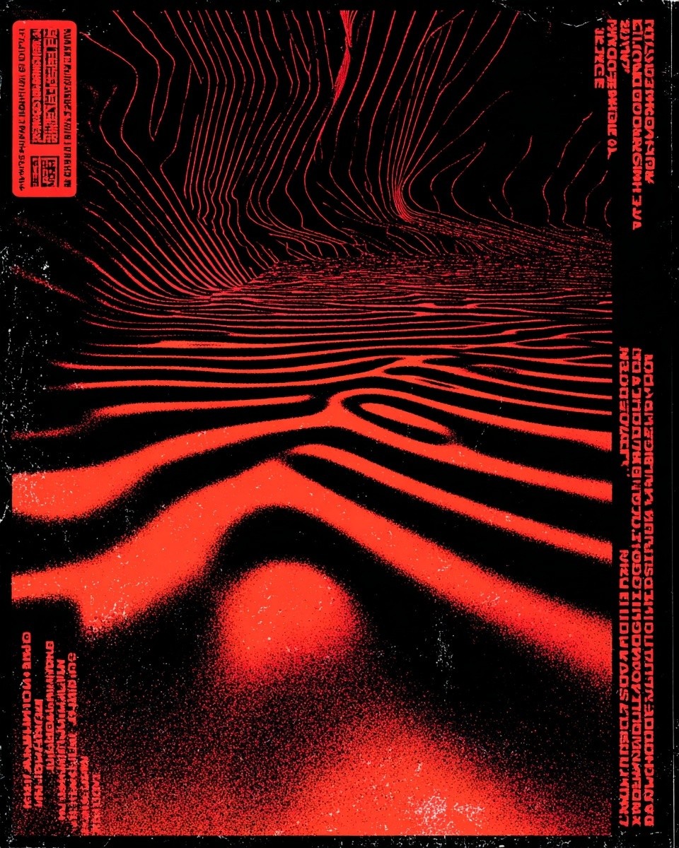 Abstract Red Waves Poster. poster — abstract art