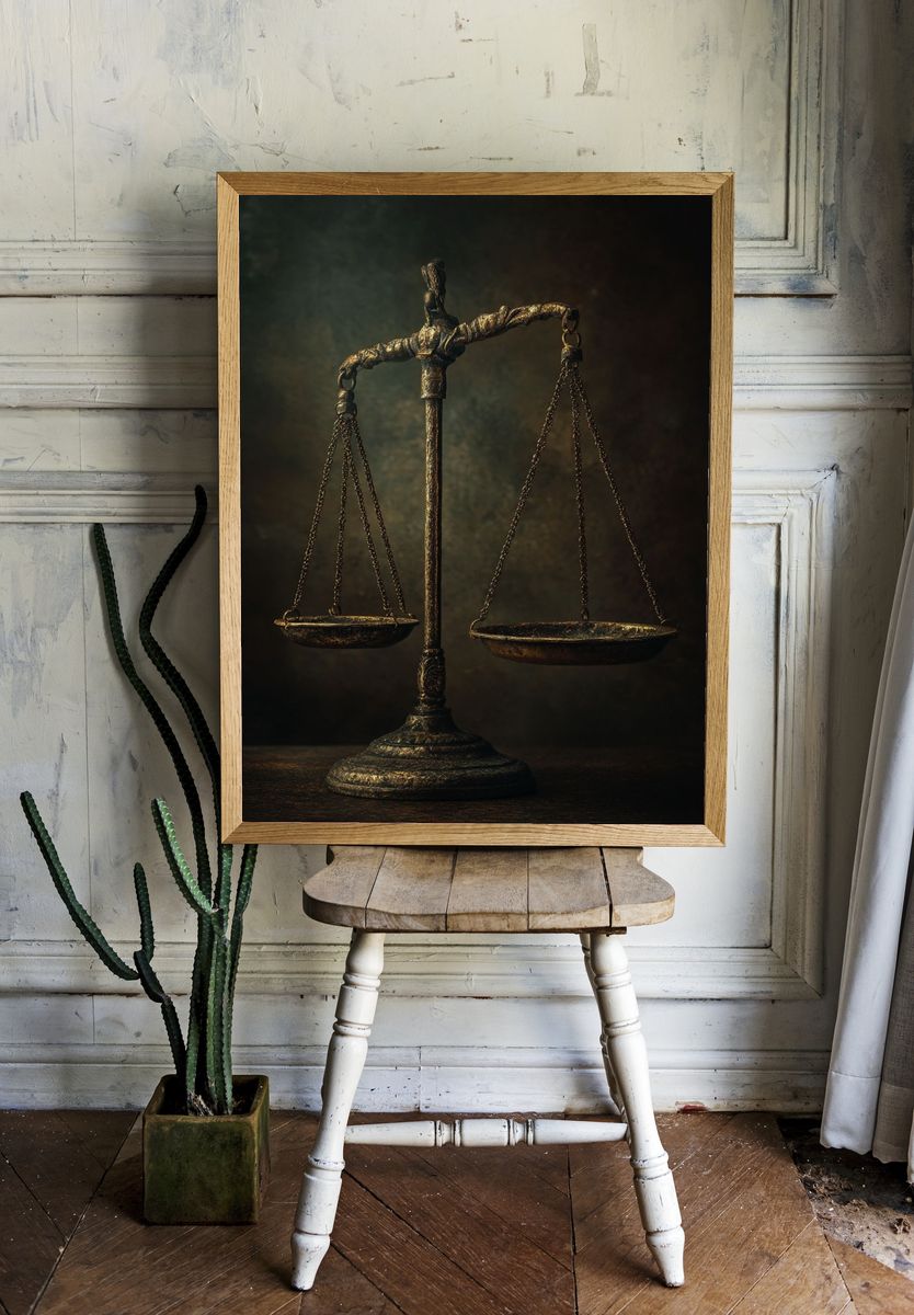 Antique Scales Photography Poster. — room view 1
