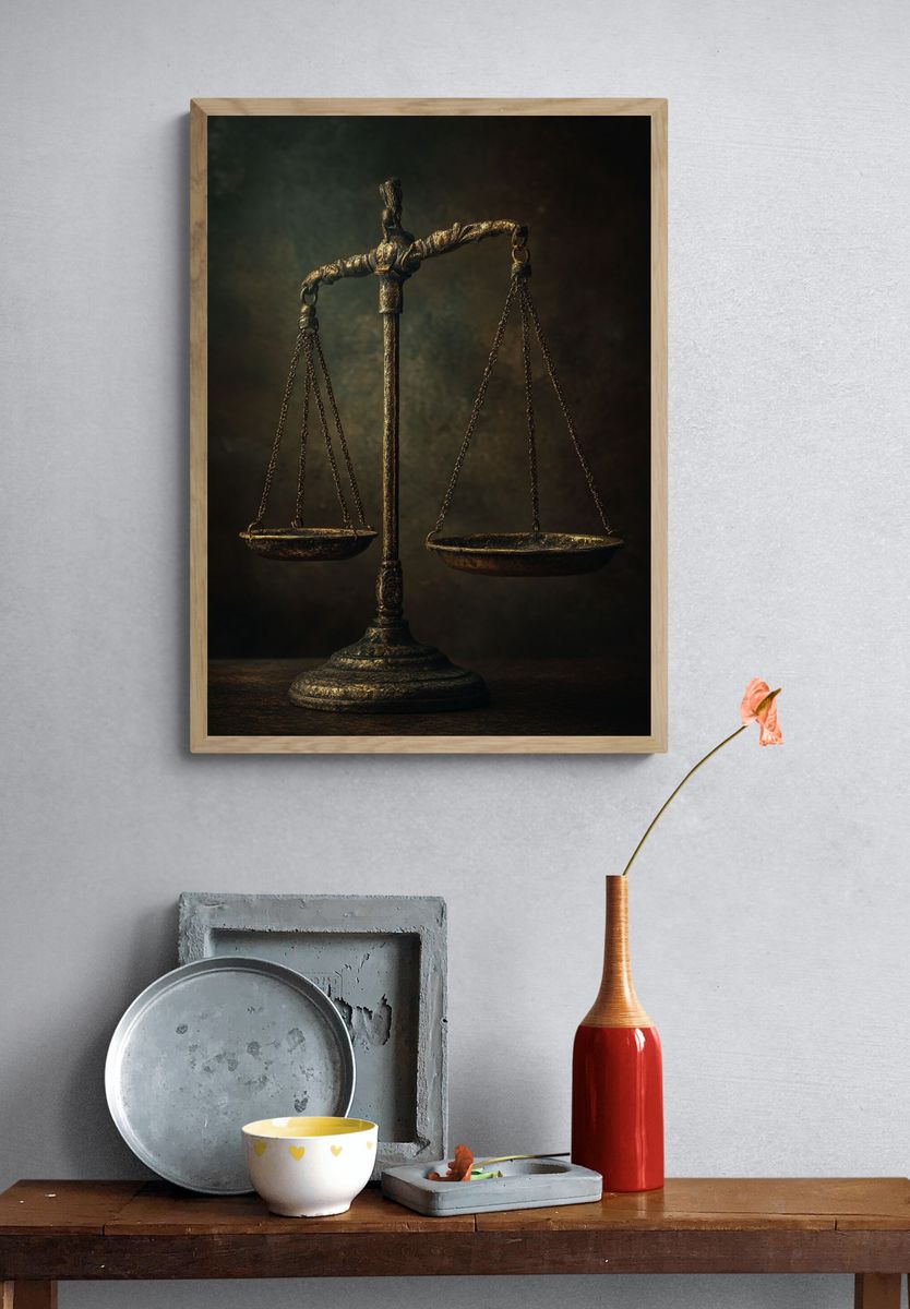 Antique Scales Photography Poster. — room view 3