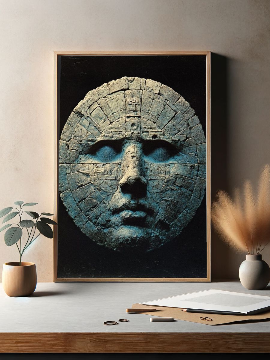 Ancient Stone Face — Fine Art Print. — room view 2