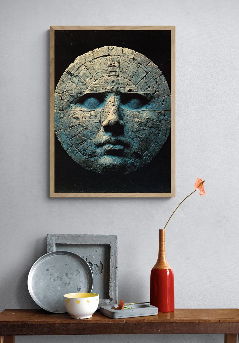 Ancient Stone Face — Fine Art Print. — room view 3