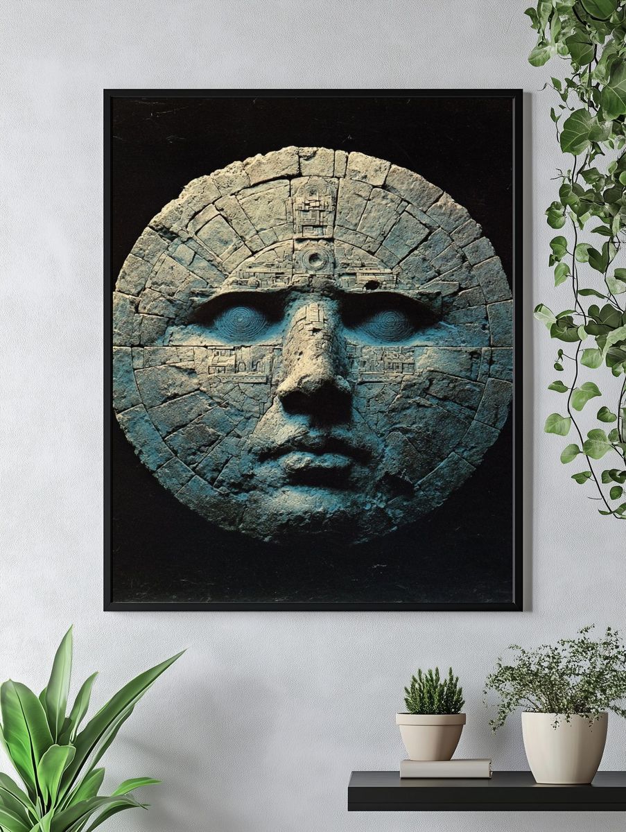 Ancient Stone Face — Fine Art Print. — room view 4