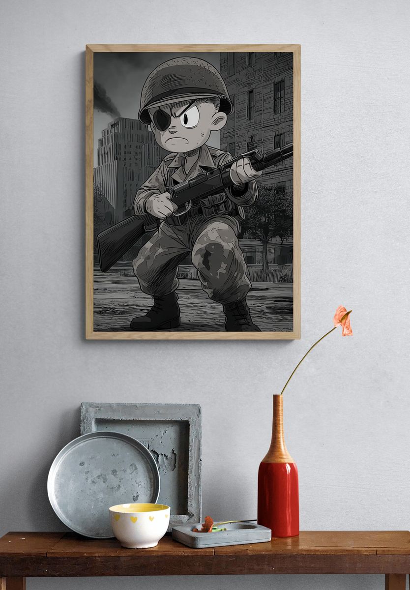 Brave Soldier — Anime Art Print. — room view 3