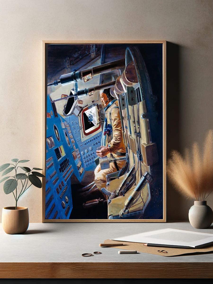 Astronaut in Spacecraft — Vintage Print. — room view 2