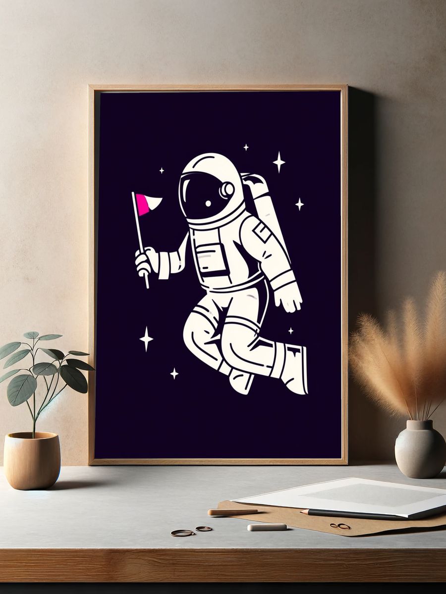 Astronaut in Space Illustration Poster. — room view 2