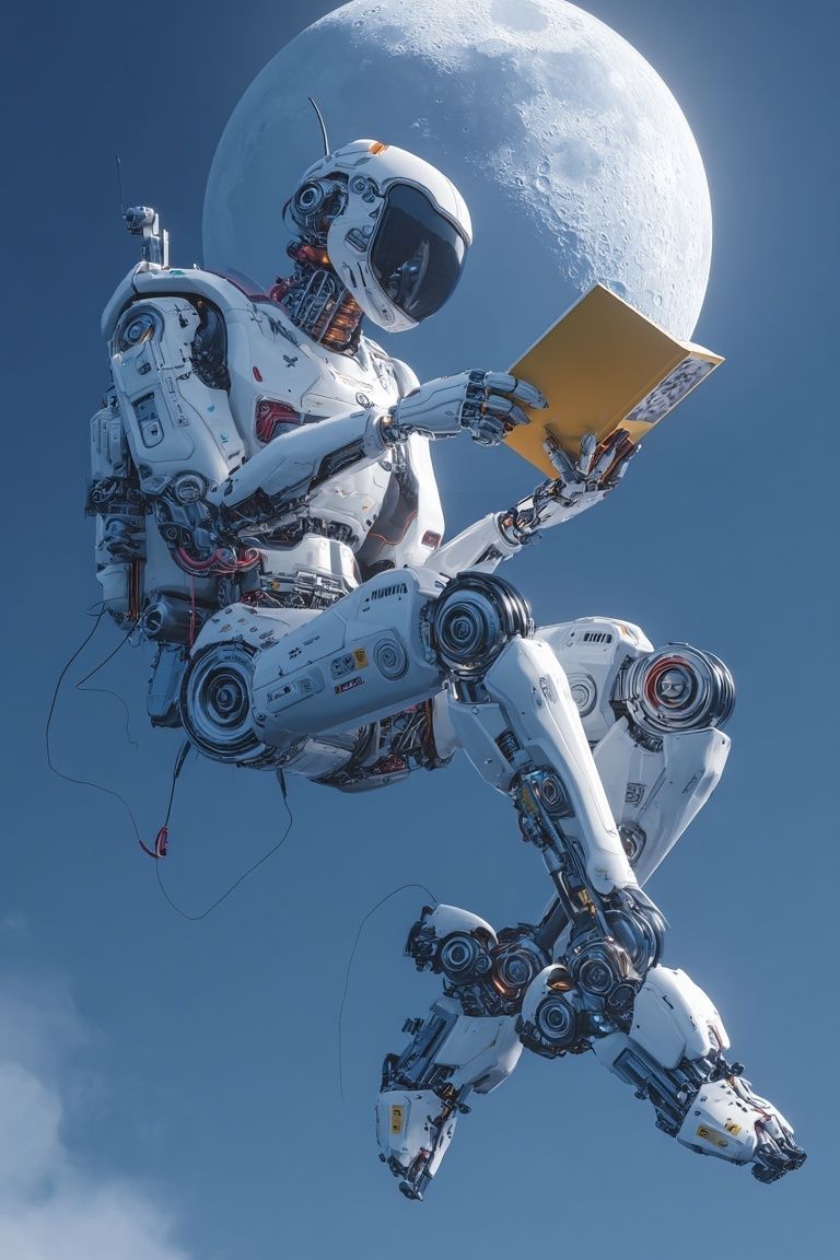 Astronaut Reading Moonlight Print. poster — illustration art