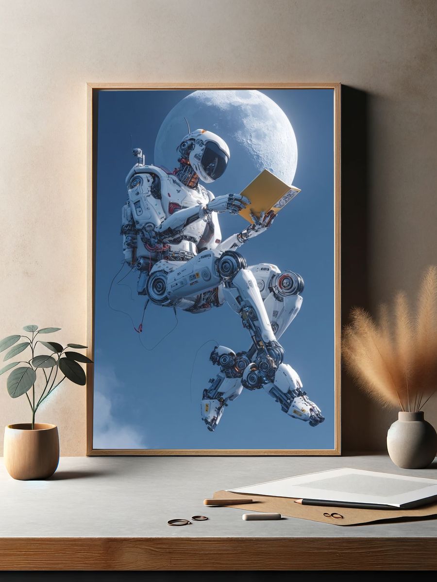 Astronaut Reading Moonlight Print. — room view 2
