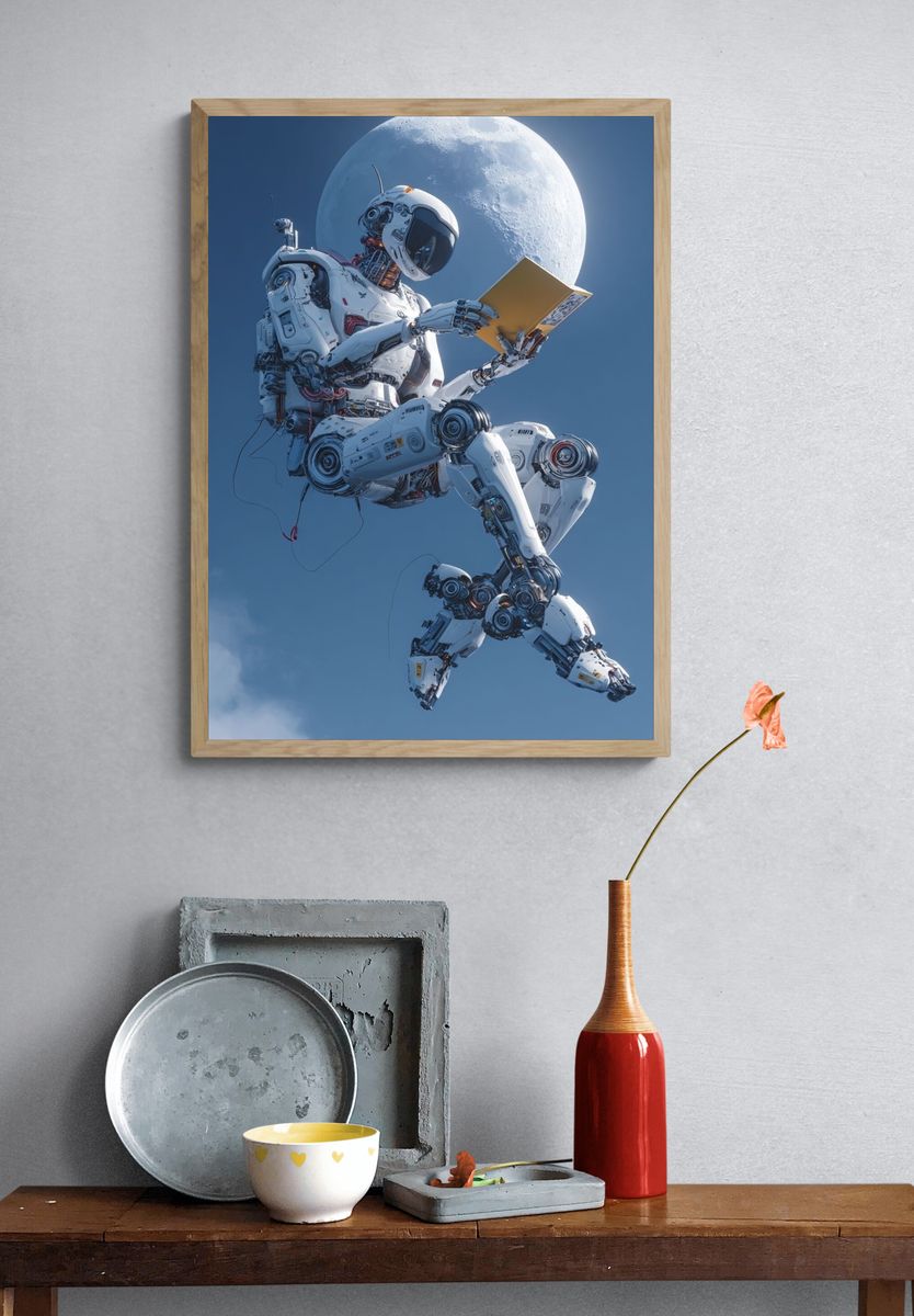 Astronaut Reading Moonlight Print. — room view 3