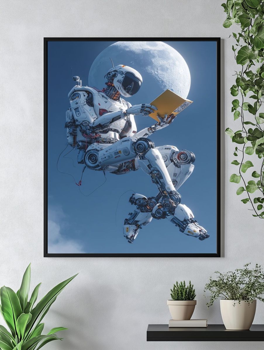 Astronaut Reading Moonlight Print. — room view 4