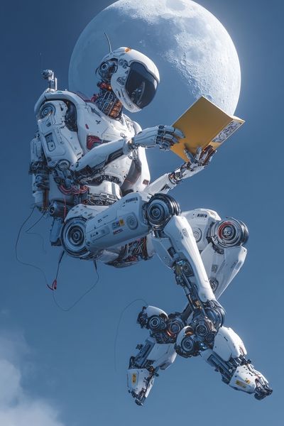 Astronaut Reading Moonlight Print.