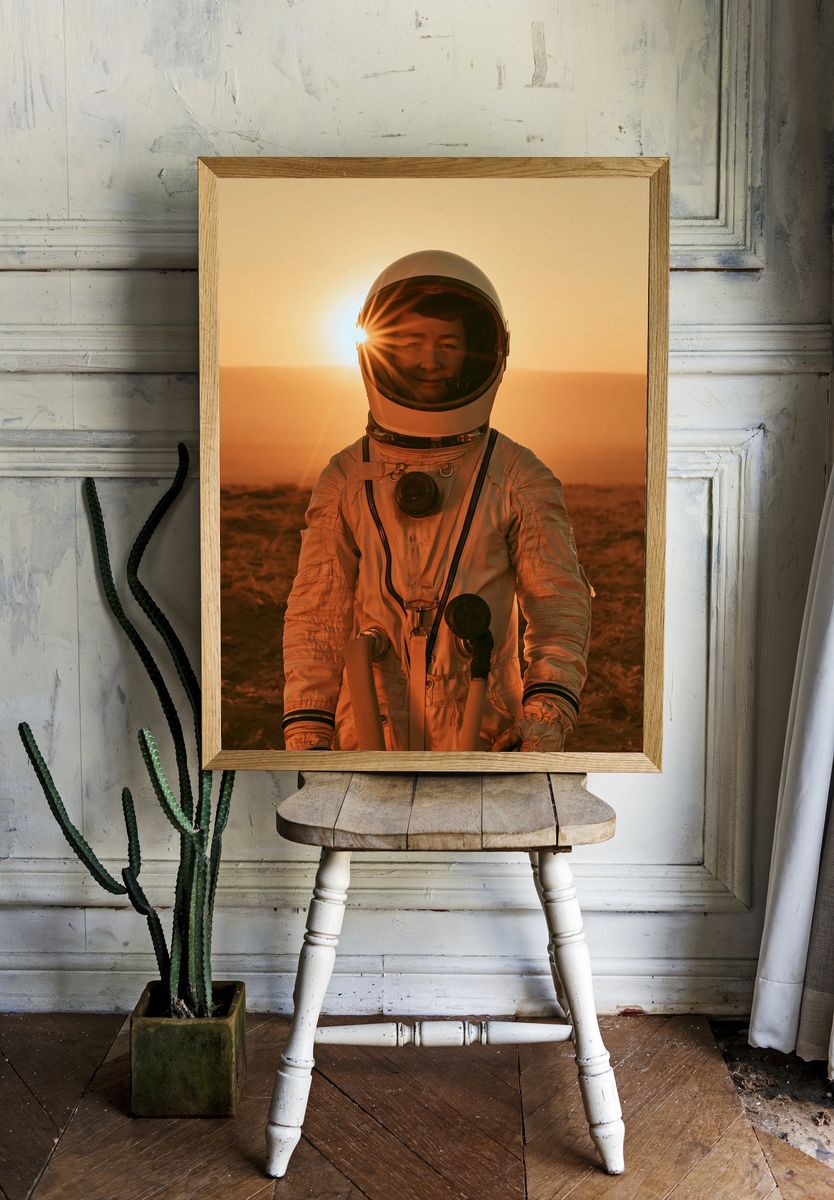 Astronaut at Sunset Photography Poster. — room view 1
